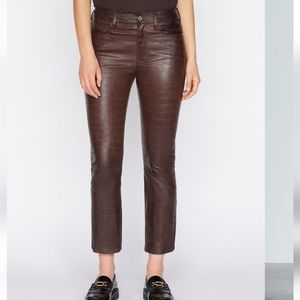 $1,198 Frame le mini boot crop lamb leather croc pants